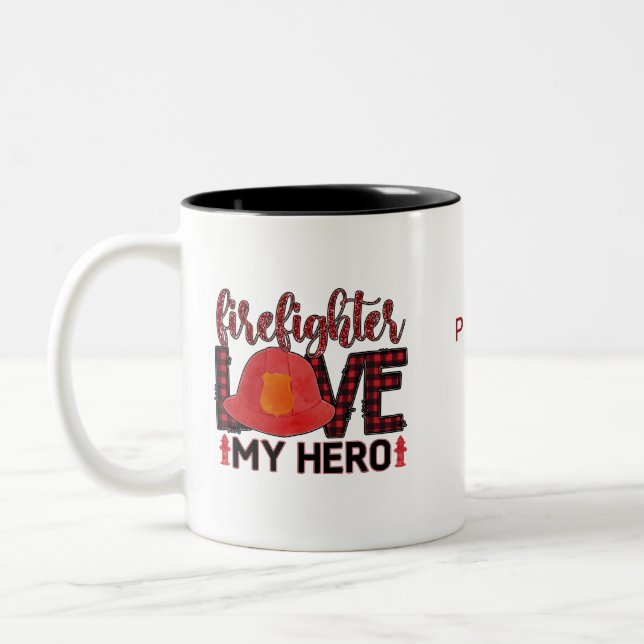 Tasse 2 Couleurs Firefighter Aime mon héros (Gauche)