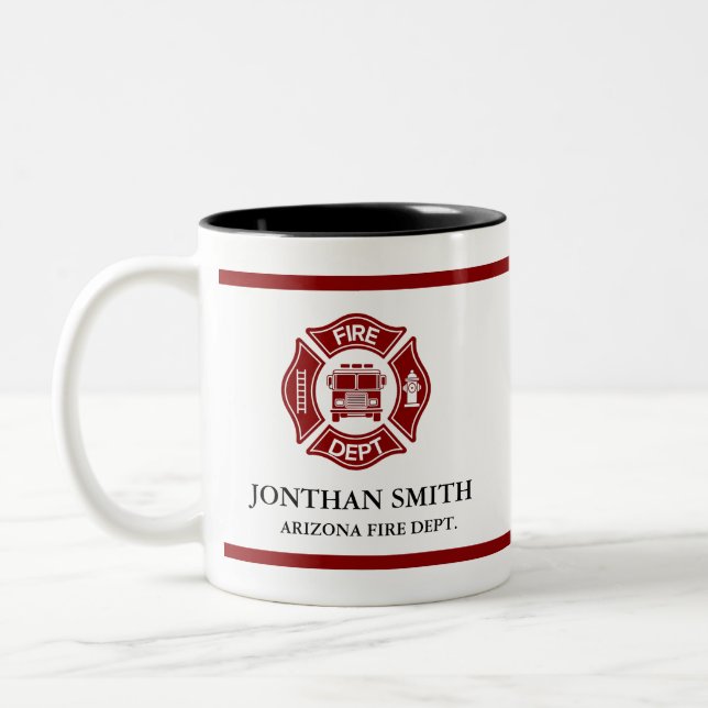 Tasse 2 Couleurs Firefighter Red Maltese Cross Fire Department (Gauche)