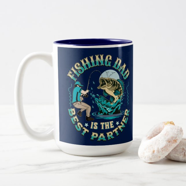 Tasse 2 Couleurs Fishing Dad Is The Best Partner (Avec donut)