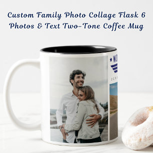 Tasse 2 Couleurs Flacon collage photo de famille personnalisée 6 ph