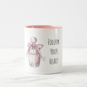 Tasse 2 Couleurs Flacon de parfum rose féminin avec noeud
