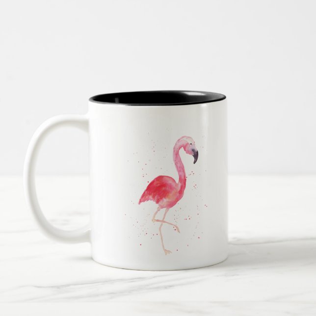 Tasse 2 Couleurs Flamant rose aquarelle (Gauche)