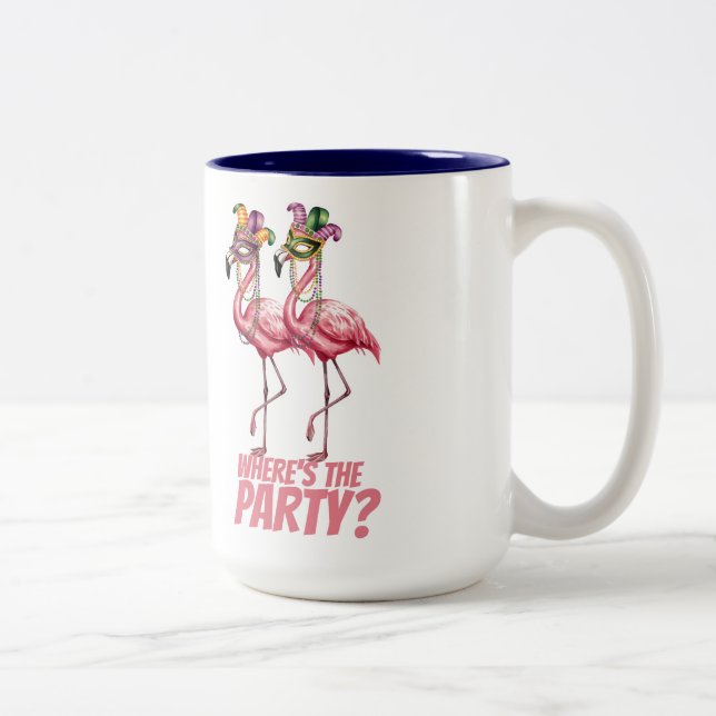 Tasse 2 Couleurs Flamant rose Mardi Gras Goers (Droit)