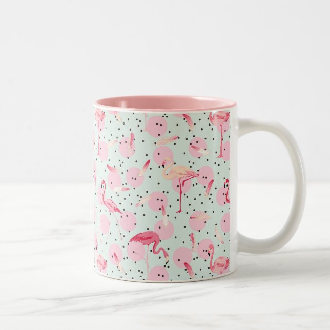 Tasse 2 Couleurs Flamant rose Sur Les Pois (Droit)