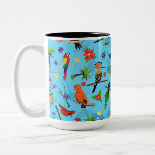 Tasse 2 Couleurs Flamant rose Toucan Et Arara Motif Oiseaux Sans Me