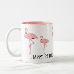 Tasse 2 Couleurs Flamants roses roses Bonne retraite Nom personnali