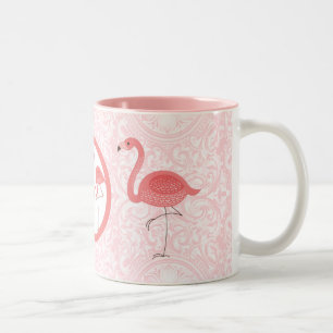 Tasse 2 Couleurs Flamants roses roses mignonnes et torsades florale