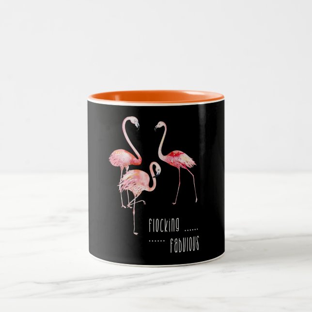 Tasse 2 Couleurs Flamants roses s'assemblant le cadeau drôle (Centre)