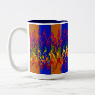 Tasse 2 Couleurs Flammes dans l'abstrait sur les couleurs des rayur