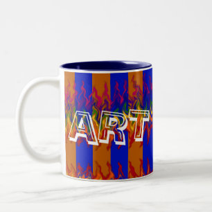 Tasse 2 Couleurs Flammes dans l'abstrait sur les couleurs des rayur