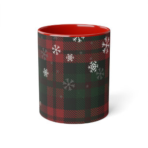 Tasse 2 Couleurs Flammes de neige de Noël Plaid Personnalisé