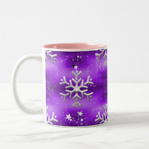 Tasse 2 Couleurs Flammes de neige en argent à Noël violet