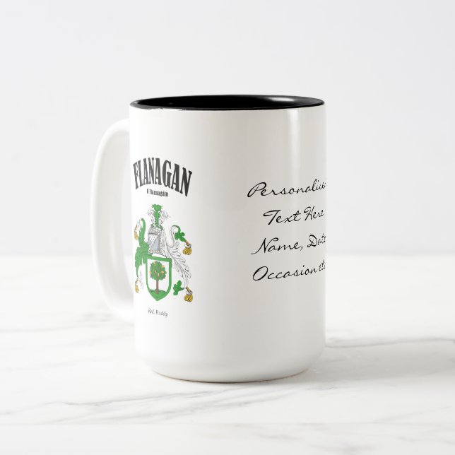 Tasse 2 Couleurs Flanagan Family Crest, Traduction & Signification (Devant gauche)