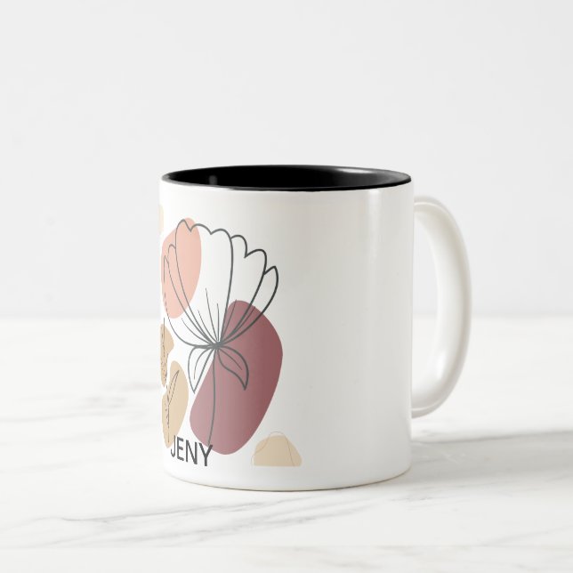 Tasse 2 Couleurs Fleur Abstraite (Devant droit)