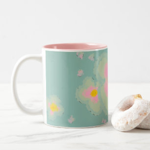 Tasse 2 Couleurs Fleur Abstraite rose et Turquoise