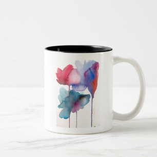 Tasse 2 Couleurs Fleur aquarelle design floral moderne