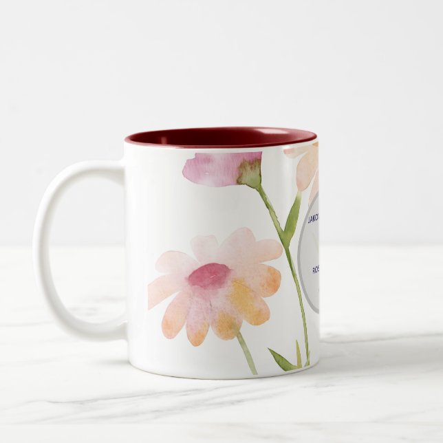 Tasse 2 Couleurs fleur aquarelle modifiable (Gauche)
