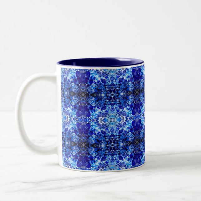 Tasse 2 Couleurs Fleur bleue abstraite (Gauche)