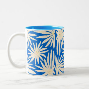 Tasse 2 Couleurs Fleur bleue cobalt dans le style Matisse gras