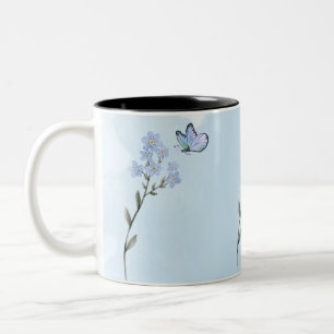 Tasse 2 Couleurs Fleur d'aquarelle douce bleu clair