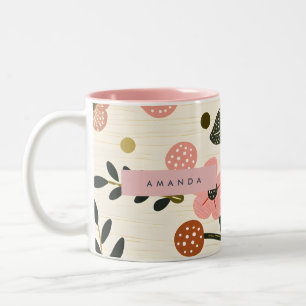 Tasse 2 Couleurs Fleur d'automne rétro fantaisiste personnalisée