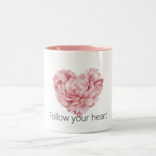 Tasse 2 Couleurs Fleur de coeur rose tendre