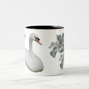 Tasse 2 Couleurs Fleur de cygne et d'hibiscus personnalisée