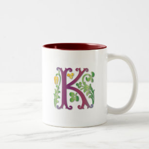 Tasse 2 Couleurs Fleur de lis K Monogramme