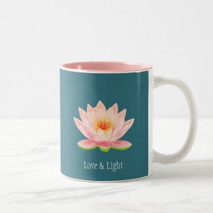 Tasse 2 Couleurs Fleur de lotus rose sur fond sarcelle