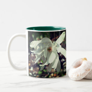 Tasse 2 Couleurs Fleur de Magnolia blanche personnalisée