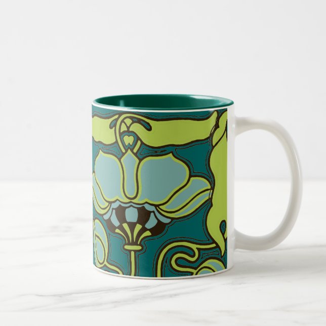 Tasse 2 Couleurs Fleur de Nouveau d'art (Droit)