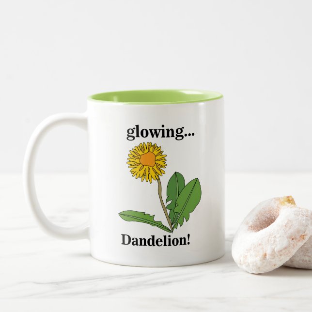 Tasse 2 Couleurs Fleur de pissenlit floral  (Avec donut)