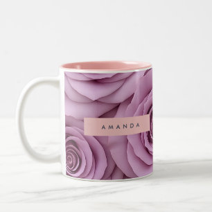 Tasse 2 Couleurs Fleur de rose mauve élégante personnalisée