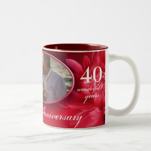 Tasse 2 Couleurs Fleur de rubis anniversaire "propre photo spéciale
