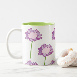 Tasse 2 Couleurs Fleur de Scabiosa Violet Coussin Floral