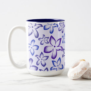 Tasse 2 Couleurs Fleur dégradée bleu violet vibrant
