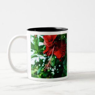 Tasse 2 Couleurs Fleur d'Hibiscus rouge