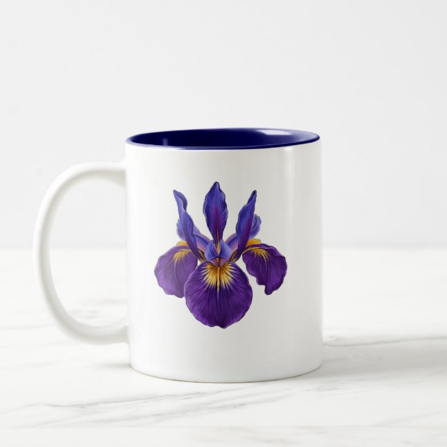 Tasse 2 Couleurs Fleur d'Iris Pourpre Art Botanique Aquarelle Flora (Gauche)