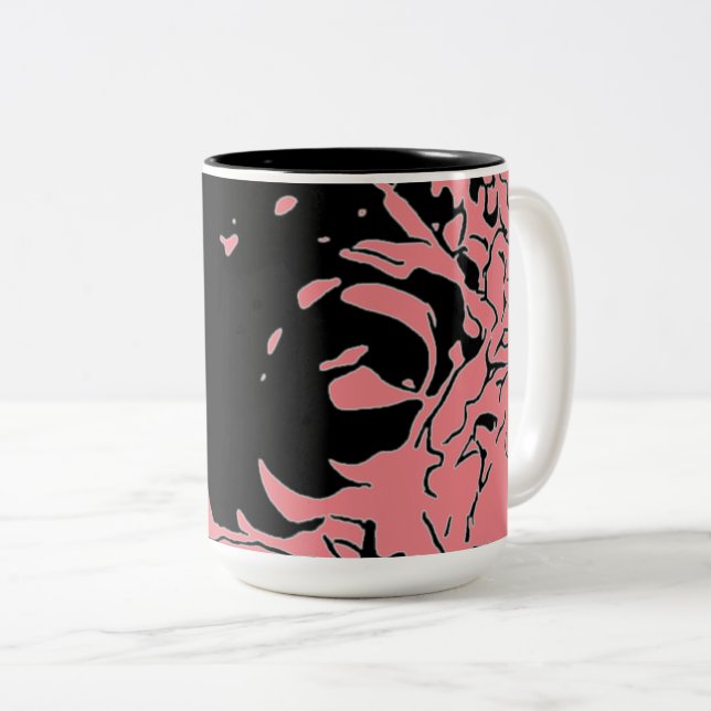 Tasse 2 Couleurs Fleur Doodle (Devant droit)