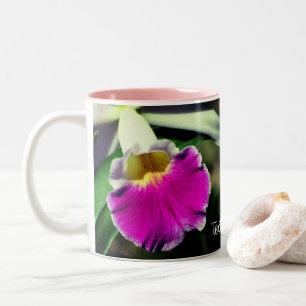 Tasse 2 Couleurs Fleur d'orchidée délicate personnalisée