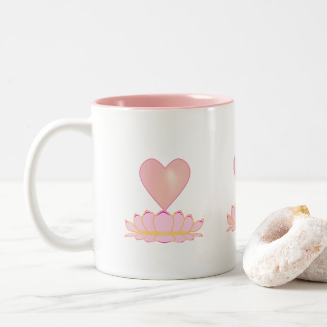 Tasse 2 Couleurs Fleur et Coeur de Lotus (Avec donut)