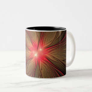 Tasse 2 Couleurs Fleur fractale de fansy rouge