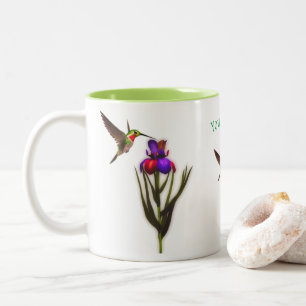 Tasse 2 Couleurs Fleur Iris de colibri personnalisée 