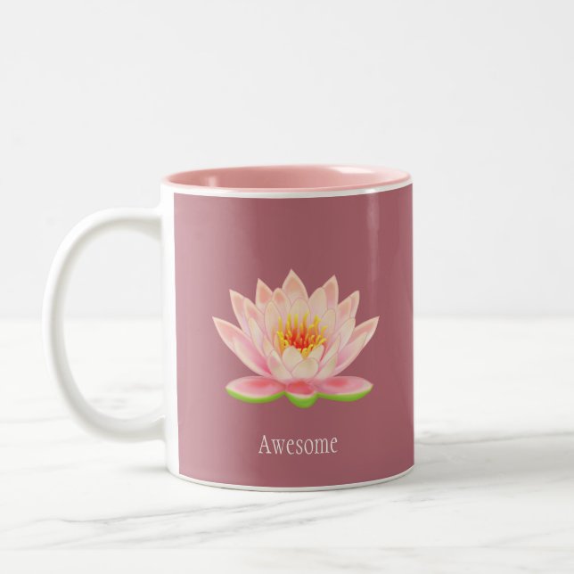 Tasse 2 Couleurs Fleur Lotus rose sur or Rose (Gauche)