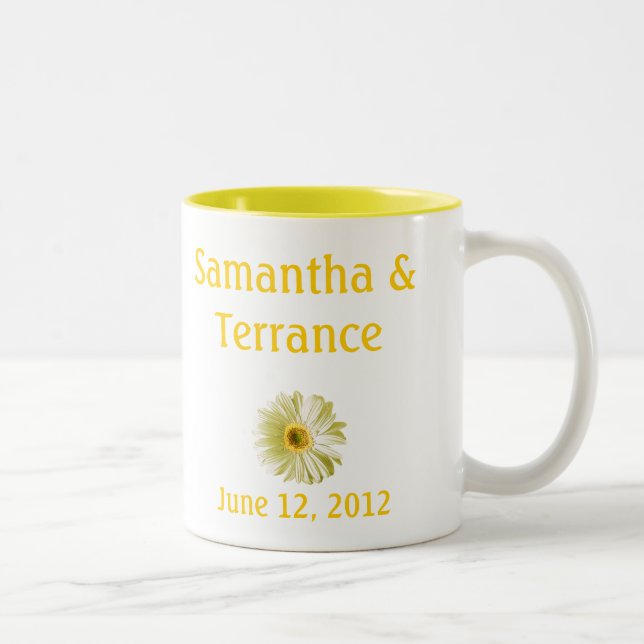 Tasse 2 Couleurs Fleur marguerite blanche personnalisable (Droit)