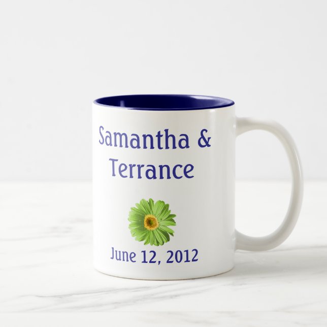 Tasse 2 Couleurs Fleur marguerite verte personnalisable (Droit)