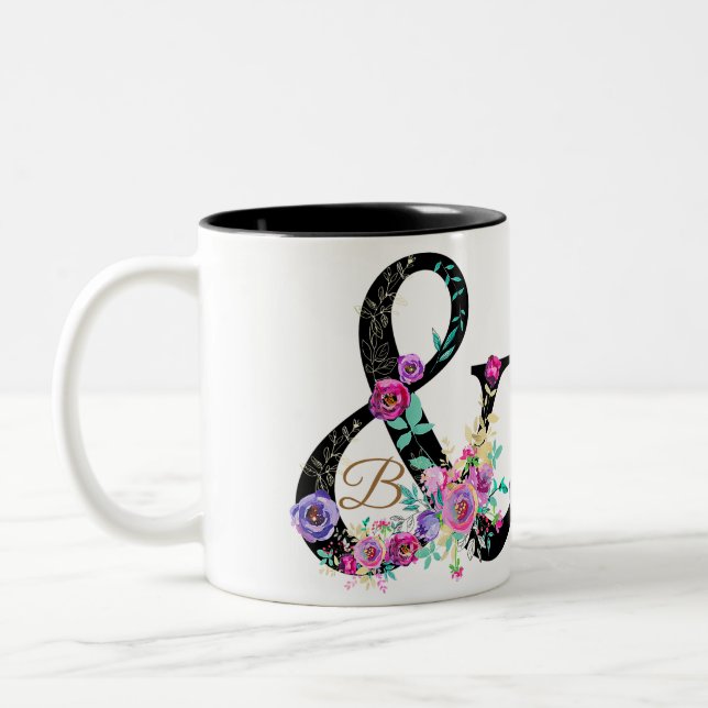 Tasse 2 Couleurs Fleur noire moderne chic et rustique campagne (Gauche)