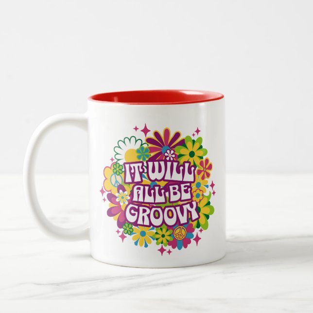 Tasse 2 Couleurs Fleur Retro Groovy (Gauche)