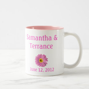 Tasse 2 Couleurs Fleur rose de marguerite personnalisable