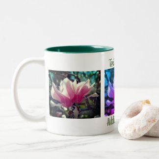 Tasse 2 Couleurs Fleur rose Magnolia personnalisée
